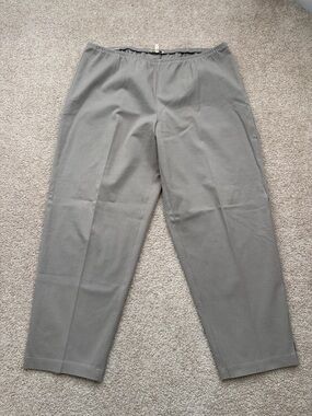 Eileen Fisher Organic Cotton Relaxed Straight Leg Cropped Dark Tan Pants Size XL